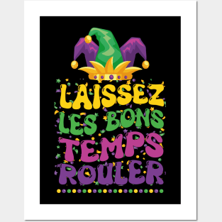 Laissez Les Bons Temps Rouler Mardi Gras Jester Hat Groovy Posters and Art